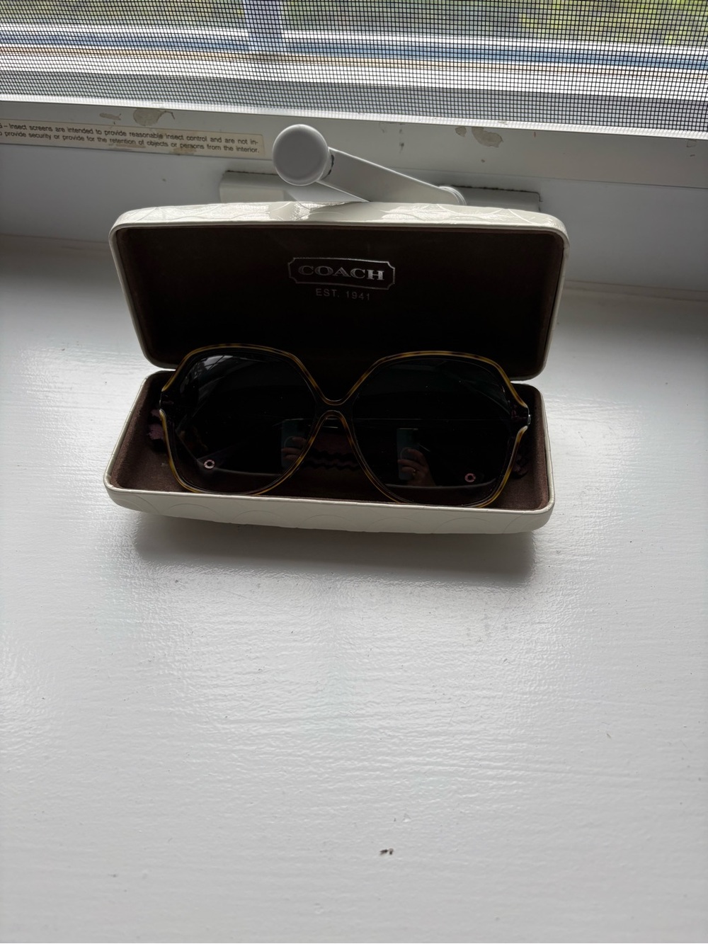 Coach Women's Black Tortoise Hexagonal Sunglasses